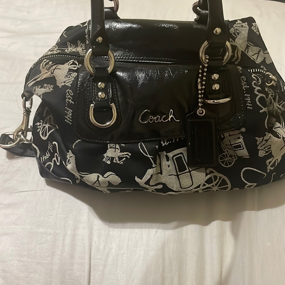 Coach F15540 Horse & Carriage Black Satchel Shoulder Bag-
